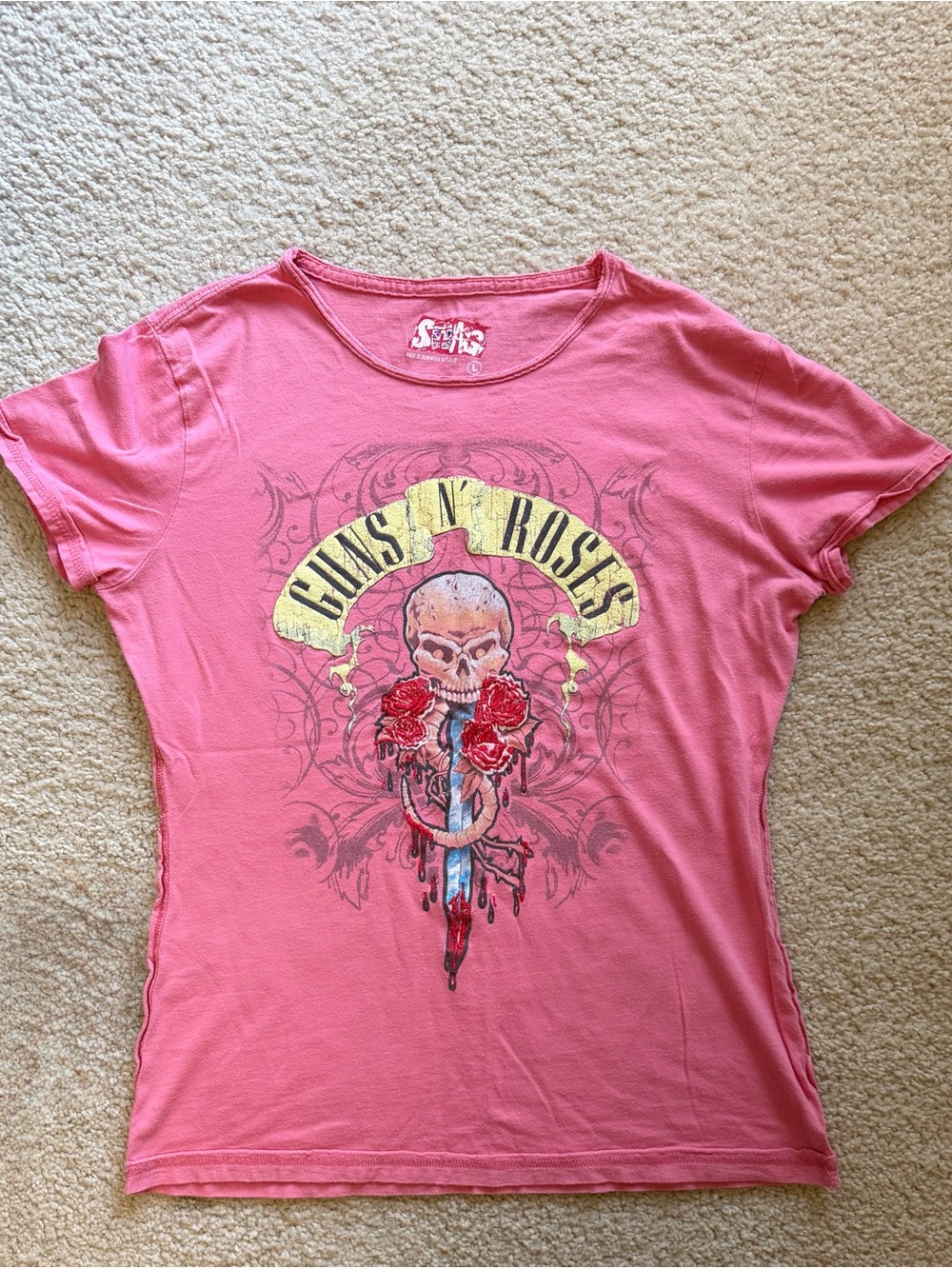 Vintage Style Guns N Roses Skull & Dagger Graphic Tee Women's Large